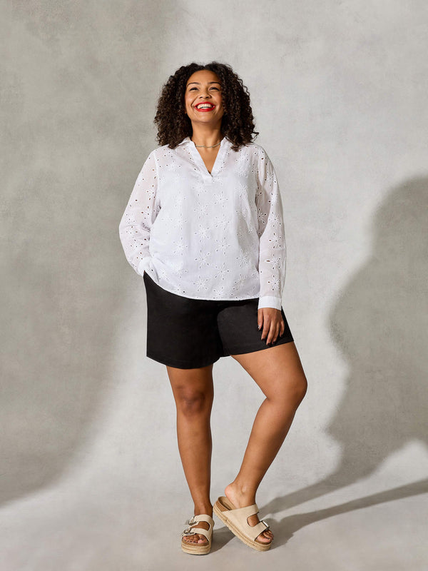 Black Linen Relaxed Drawstring Short