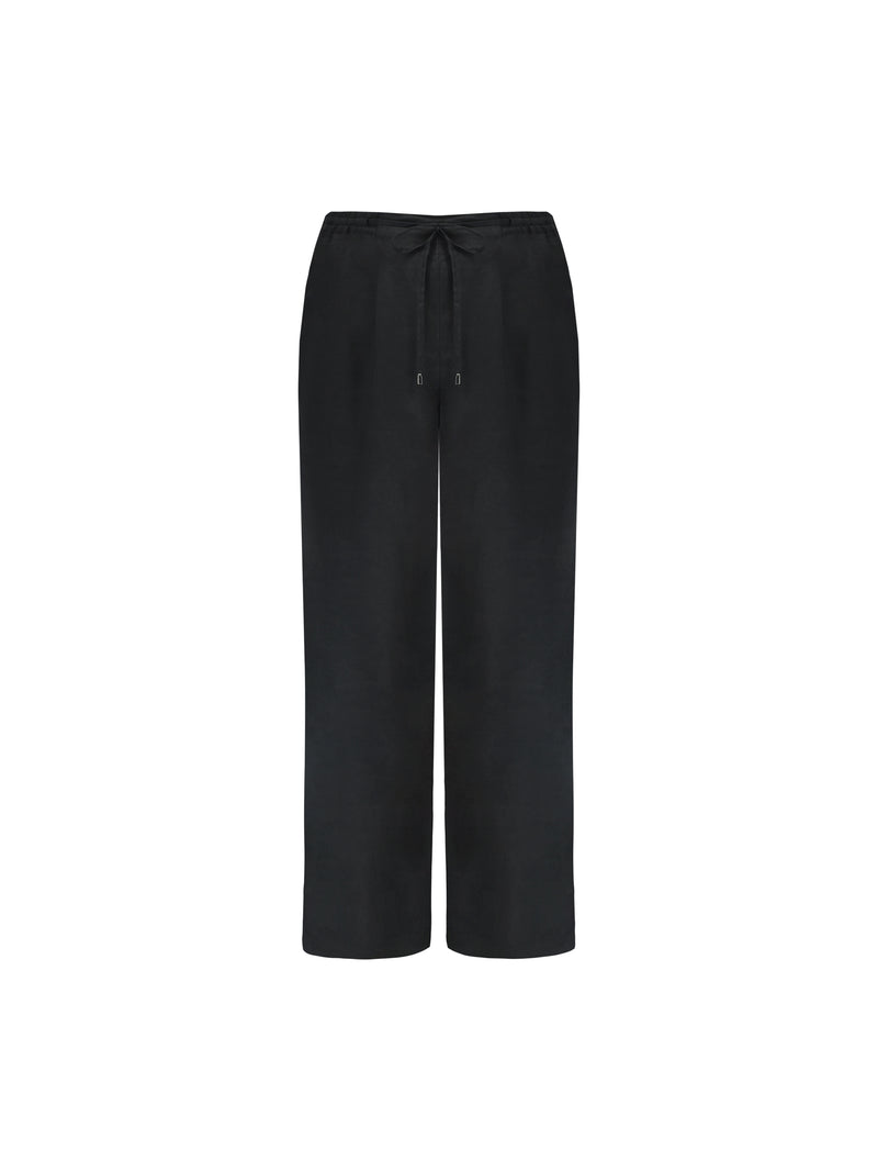 Black Linen Cropped Trouser