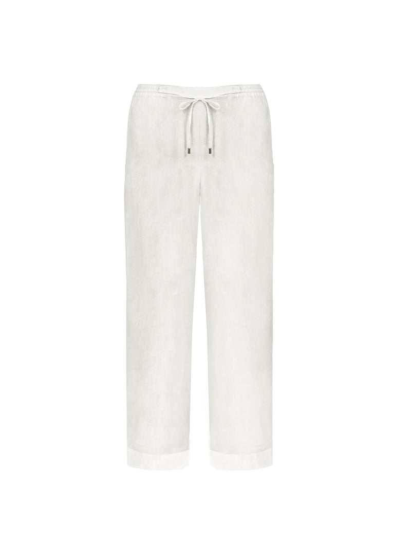 White Linen Cropped Trouser