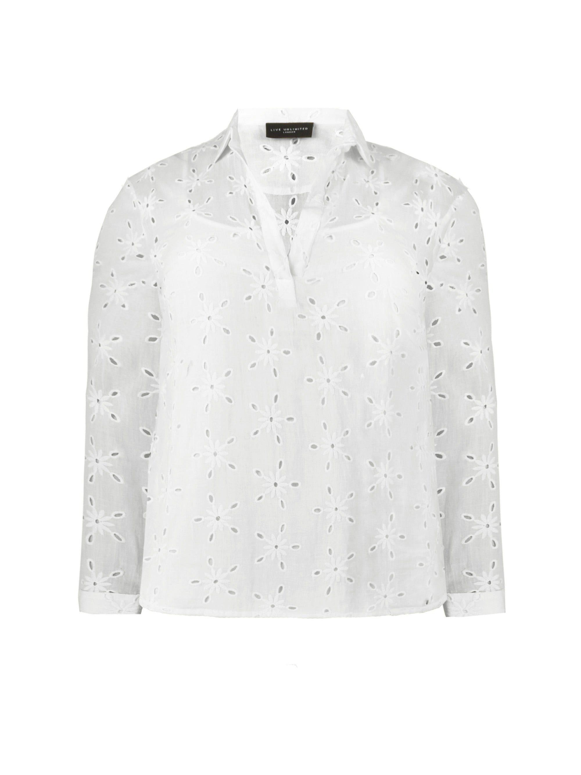 White Cotton Broderie Shirt