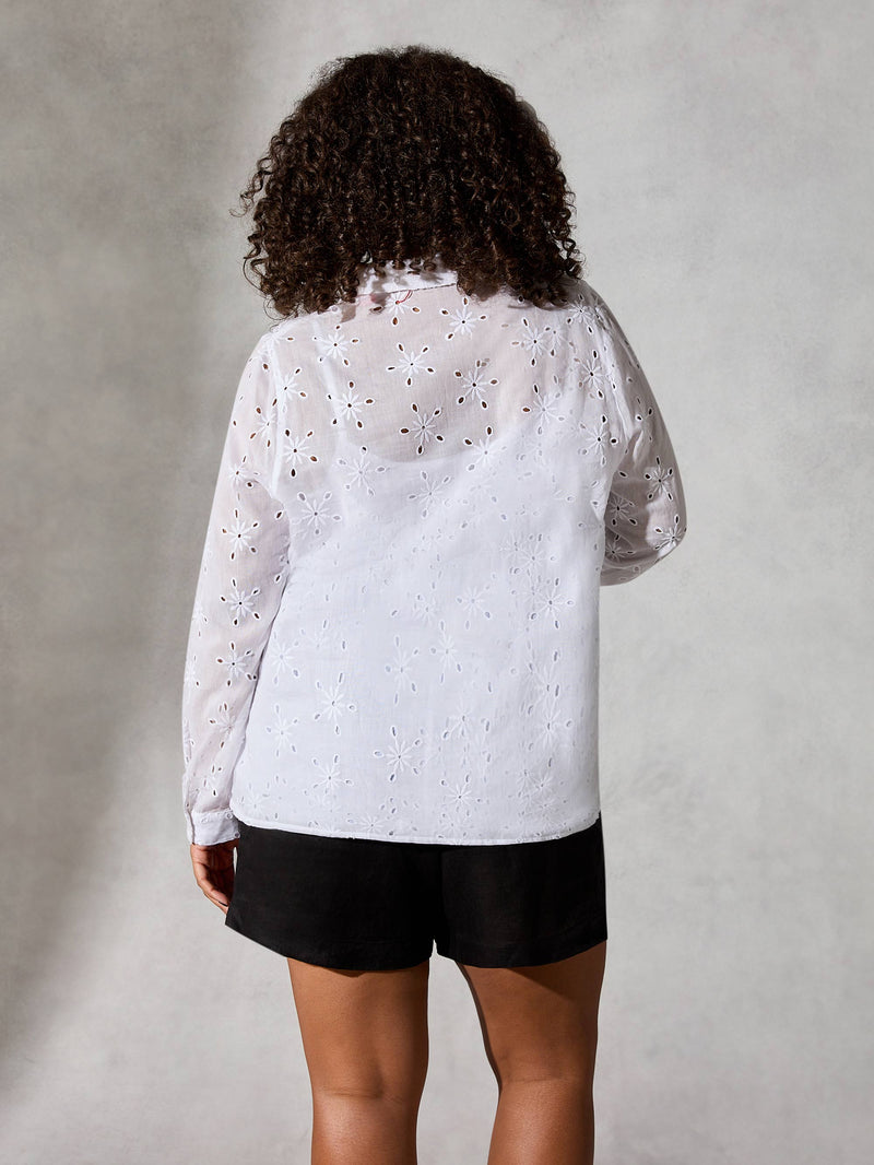 White Cotton Broderie Shirt