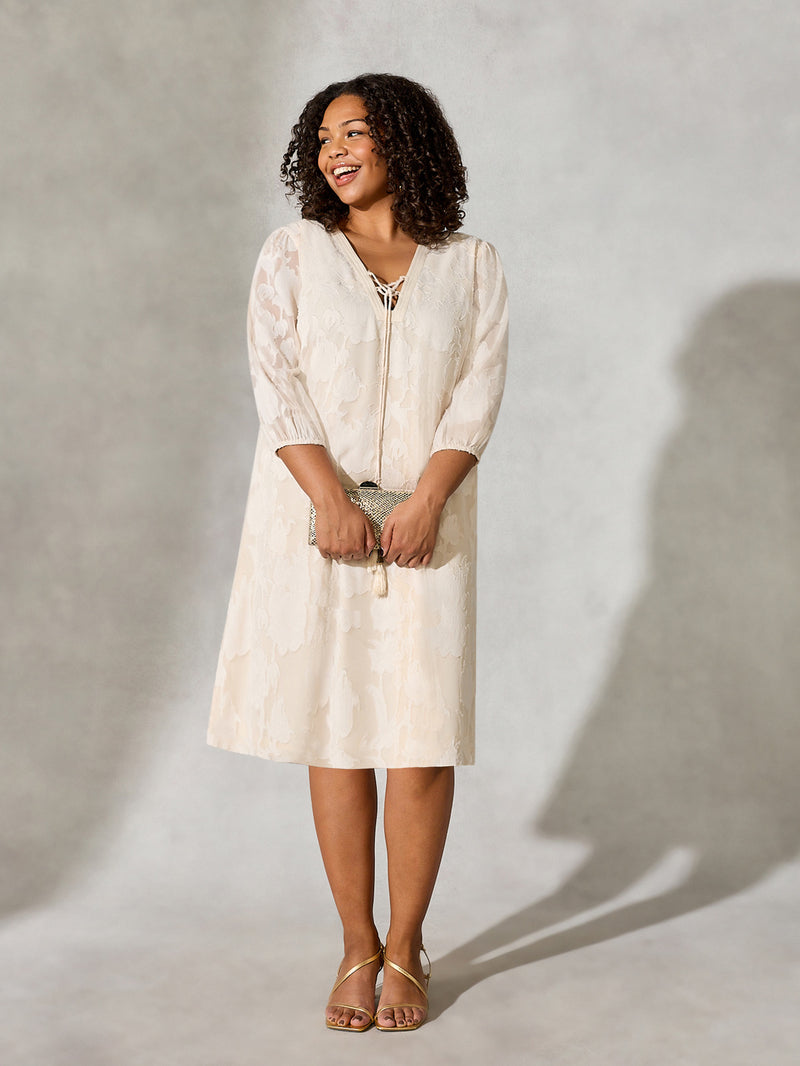 Nude Jacquard Dress