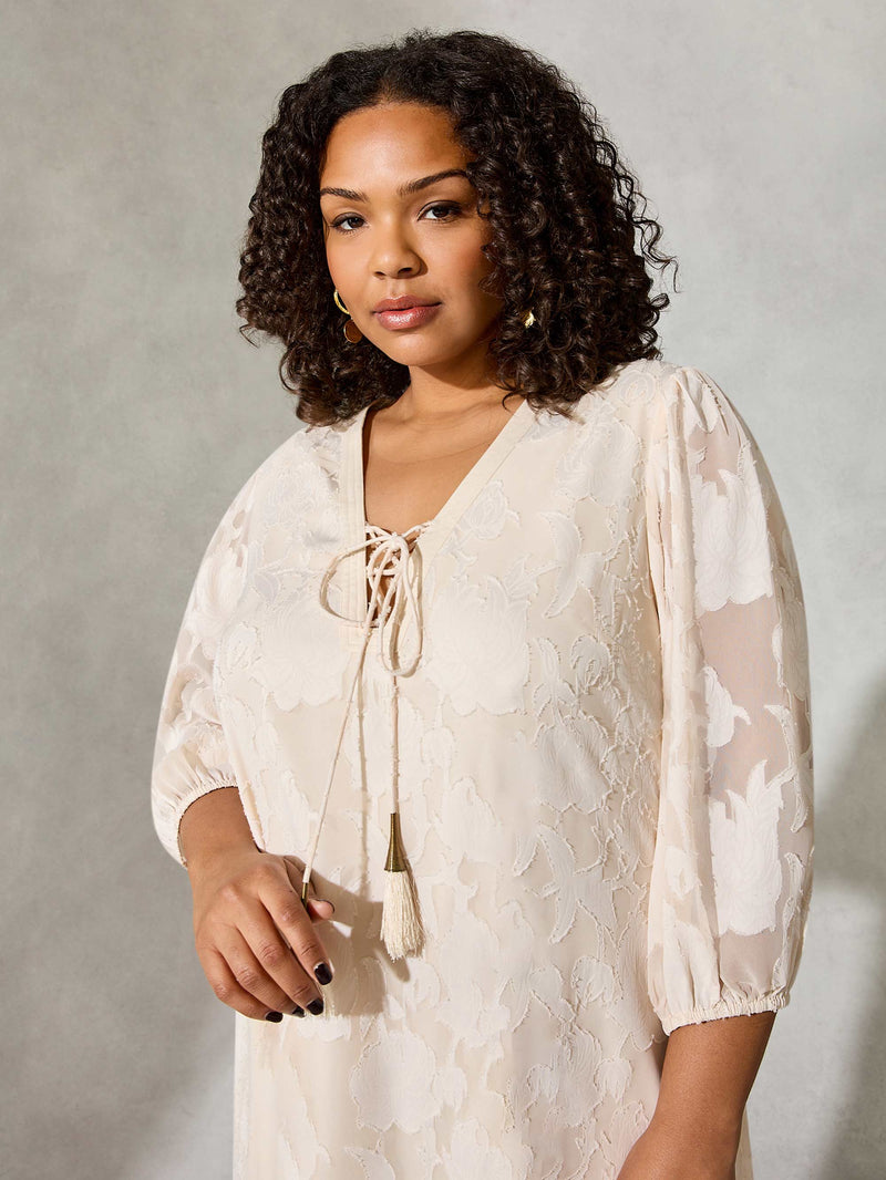 Nude Jacquard Dress