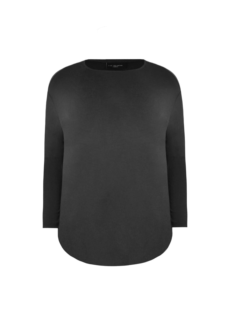 Black Curved Hem Jersey Tunic