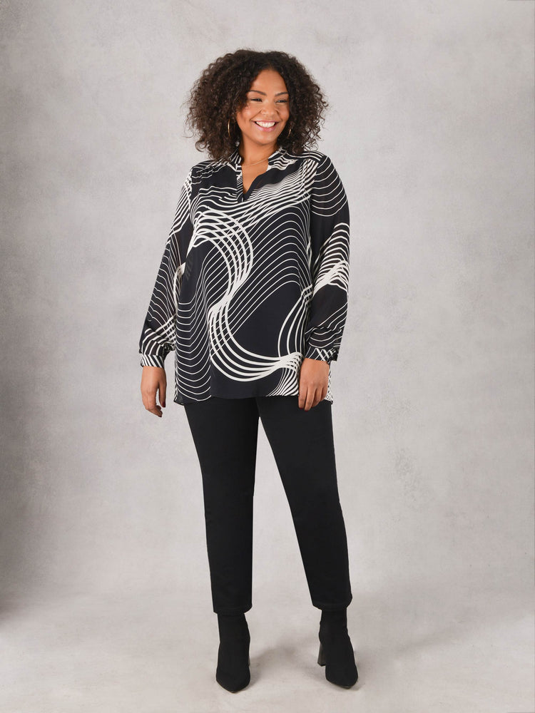Black & White Swirl Print Blouse