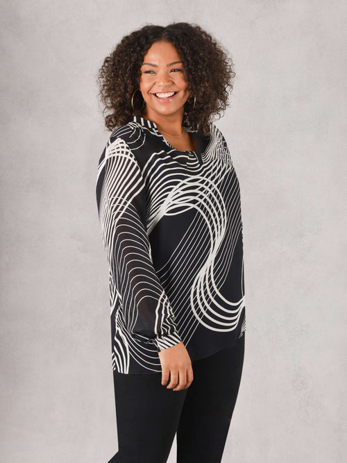Black & White Swirl Print Blouse