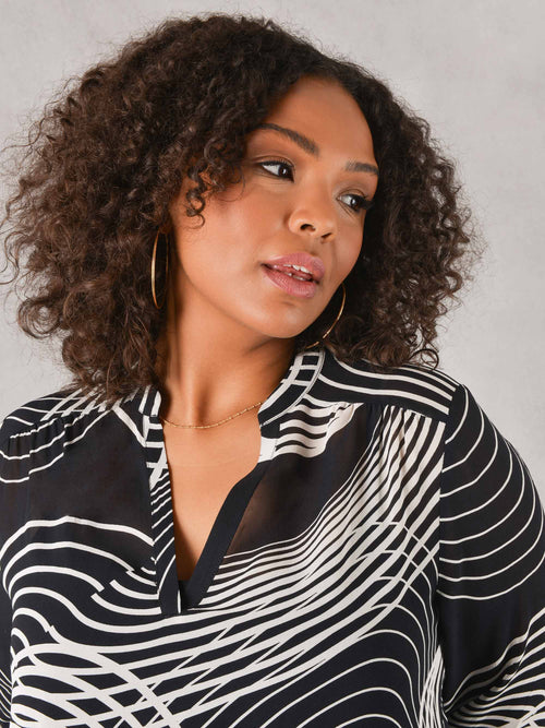 Black & White Swirl Print Blouse