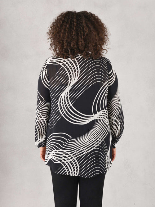 Black & White Swirl Print Blouse