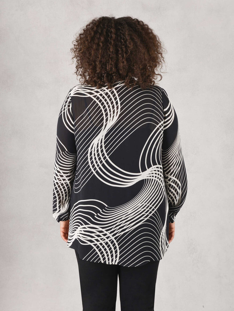 Black & White Swirl Print Blouse
