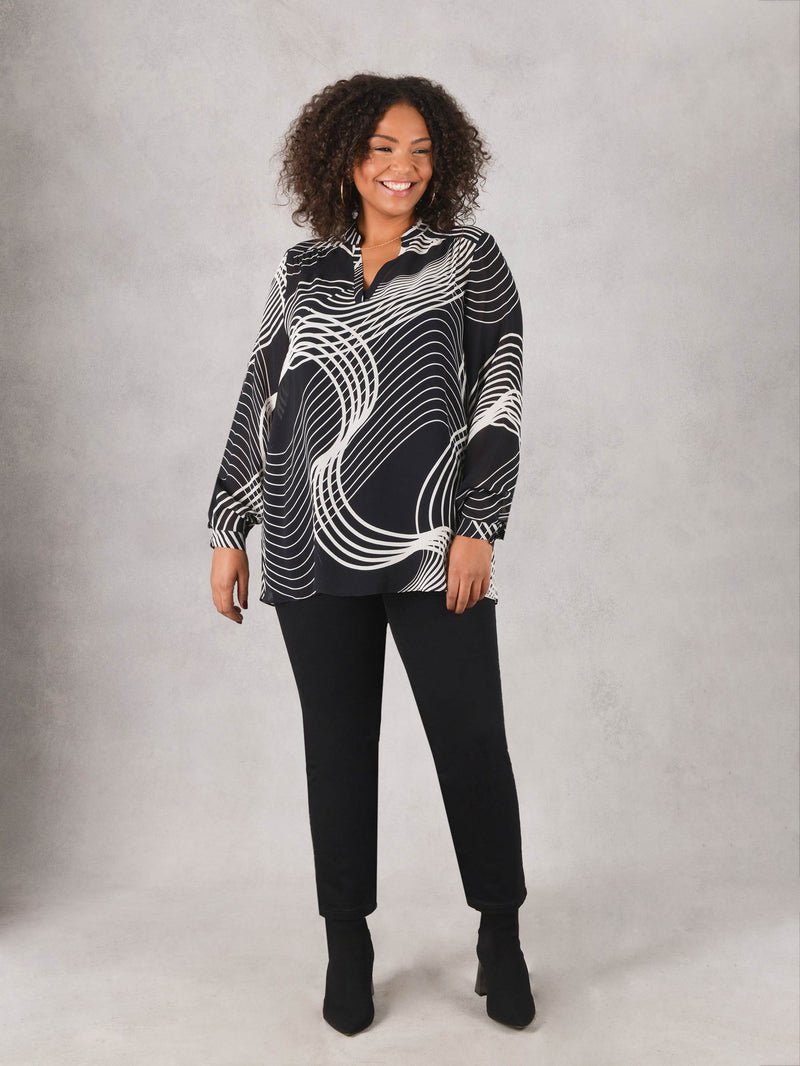 Black & White Swirl Print Blouse