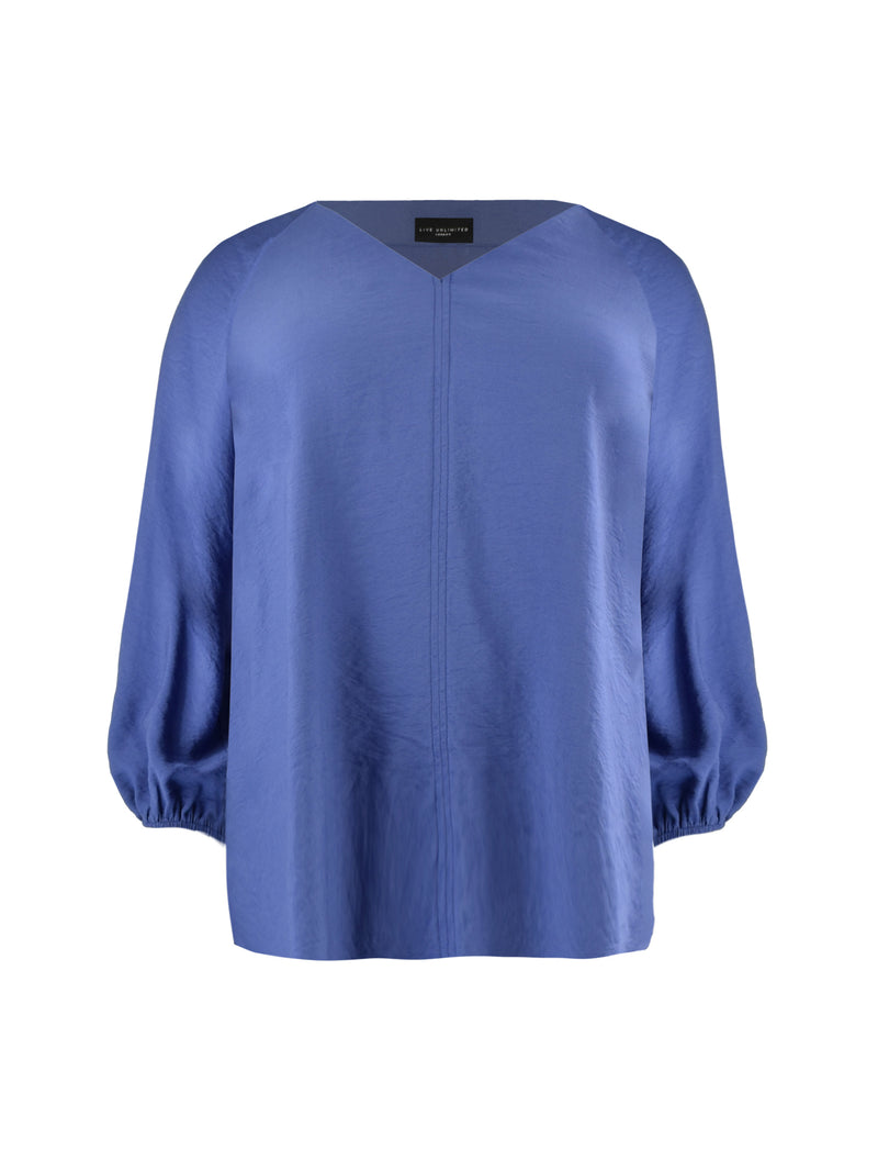 Blue V-Neck Full Sleeve Blouse
