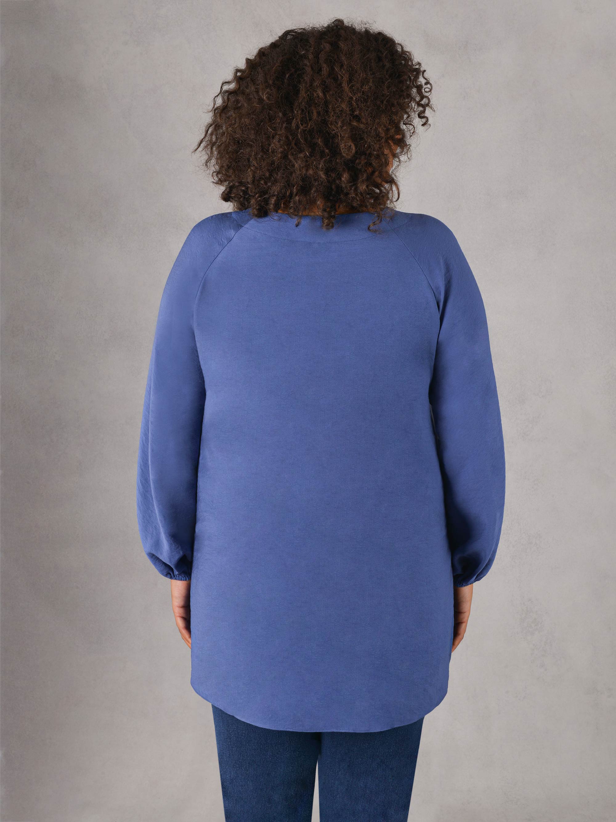 Blue V-Neck Full Sleeve Blouse