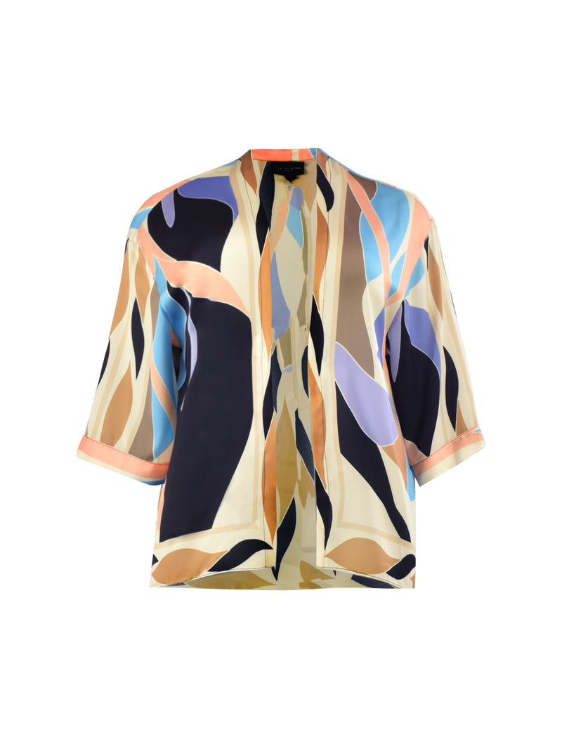 Multi Scarf Print Short Woven Kimono