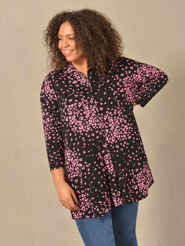 Pink Animal Print 3/4 Length Sleeve Jersey Shirt
