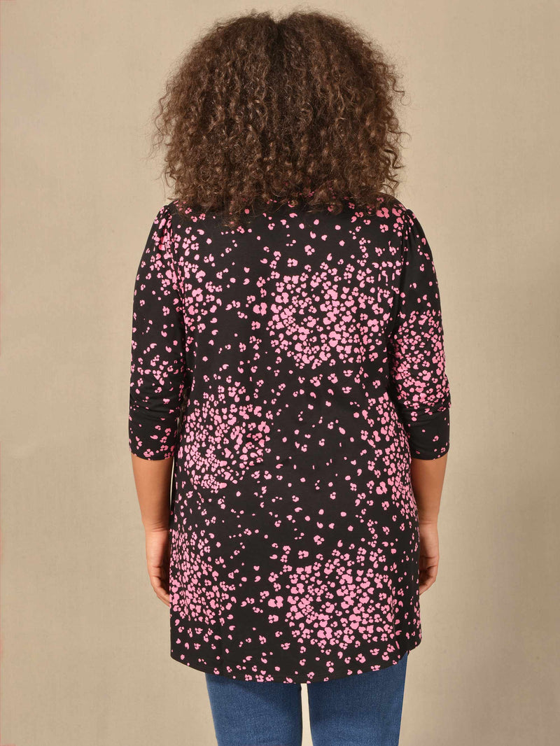 Pink Animal Print 3/4 Length Sleeve Jersey Shirt