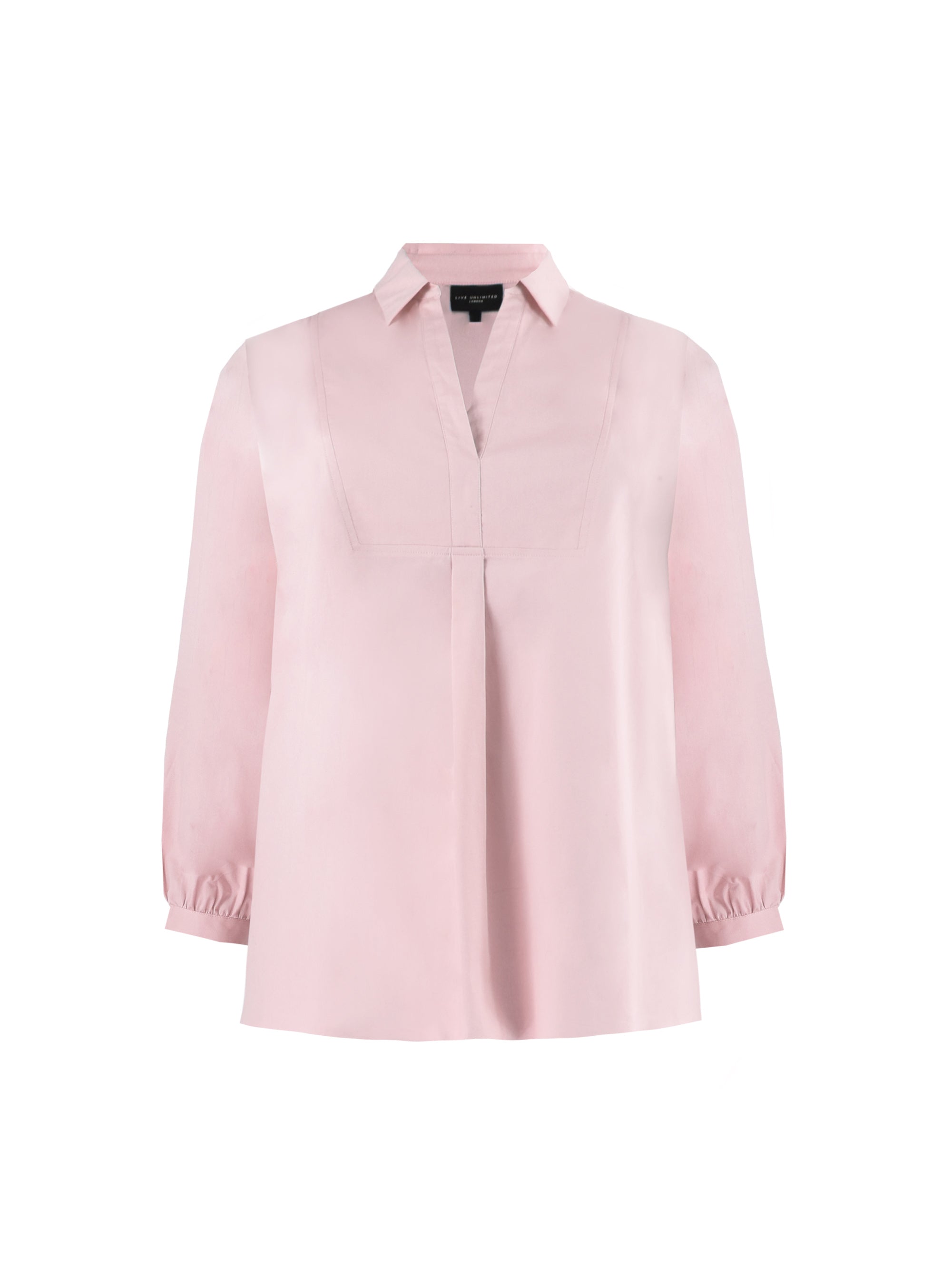 Pink Cotton Poplin Shirt With Yoke