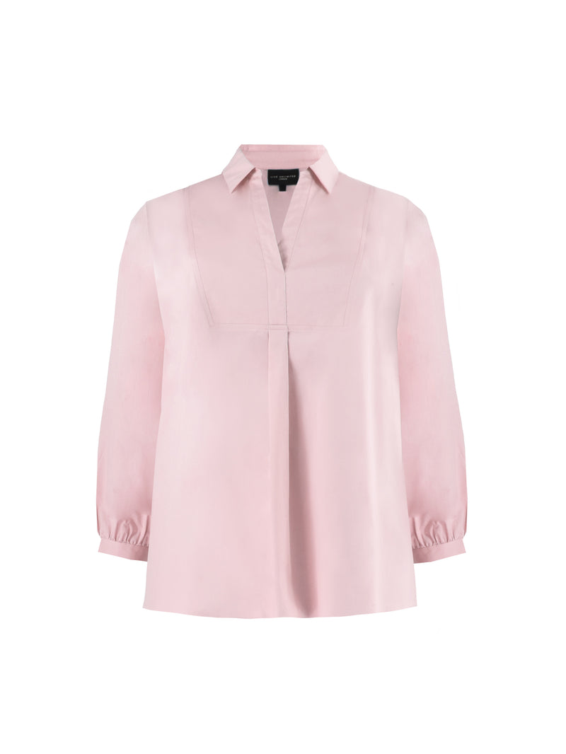 Pink Cotton Poplin Shirt With Yoke