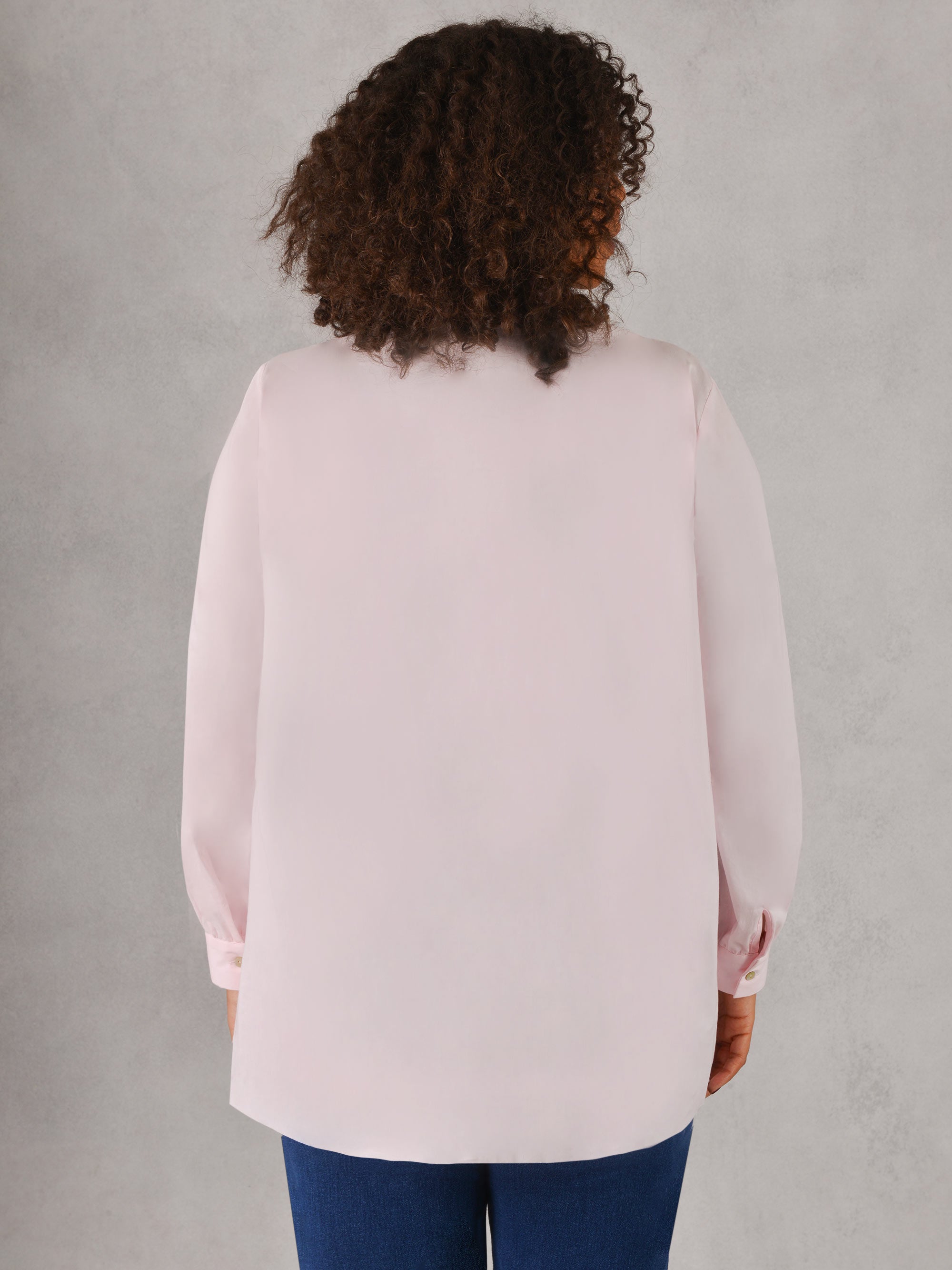 Pink Cotton Poplin Shirt With Yoke