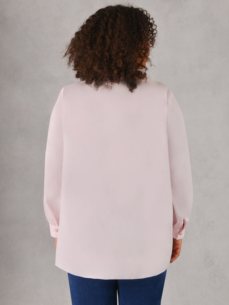 Pink Cotton Poplin Shirt With Yoke