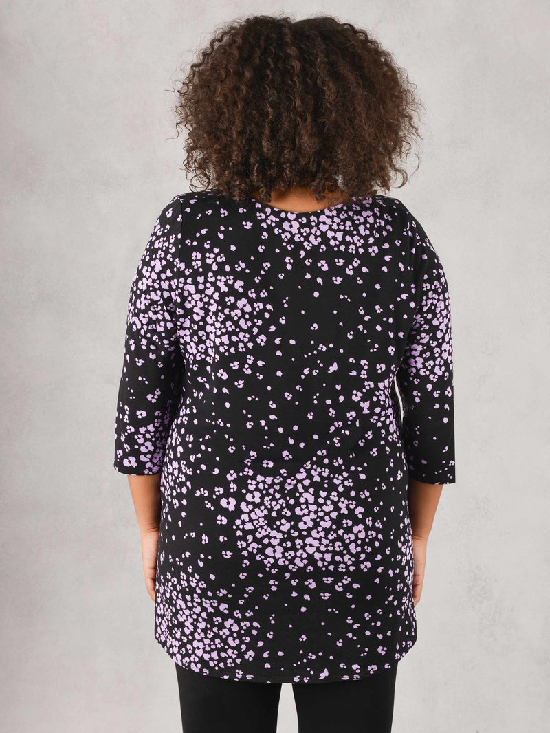 Lilac Animal Print Pleat Jersey Top