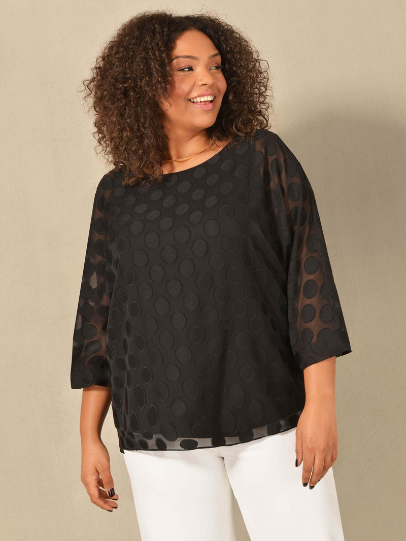 Black chiffon hot sale overlay top