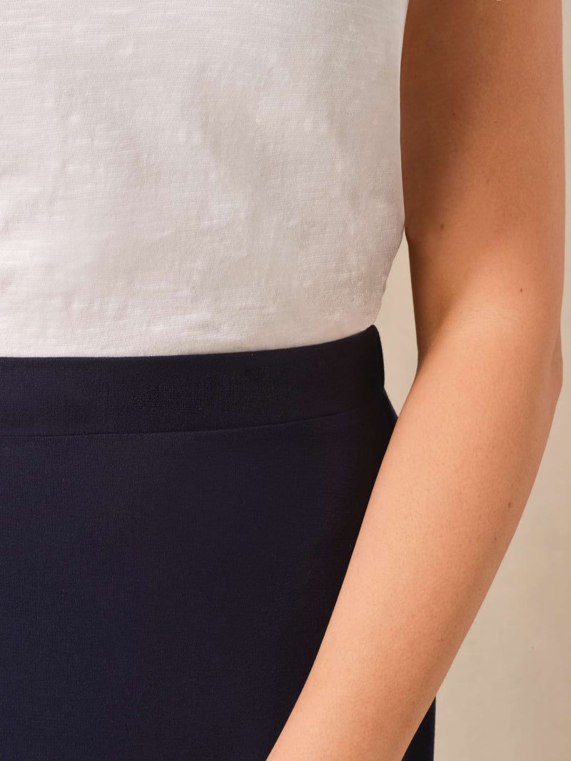 Navy Jersey Midi Skirt