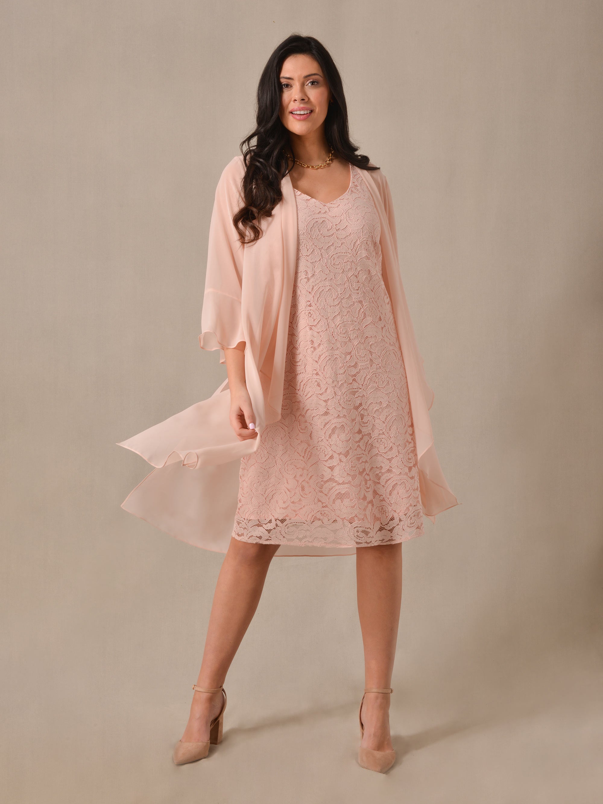 Pink lace 2024 dress and jacket