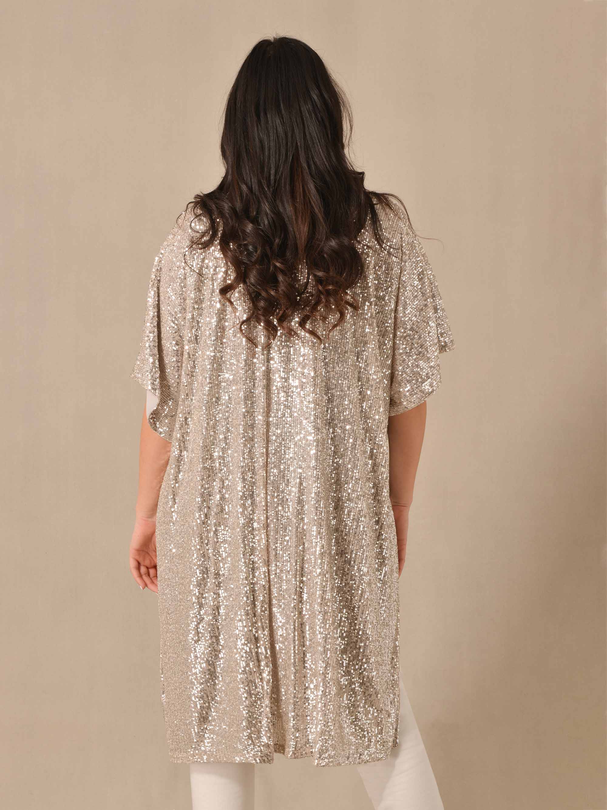 silver sequin kimono dress Silk and lurex kimono dress