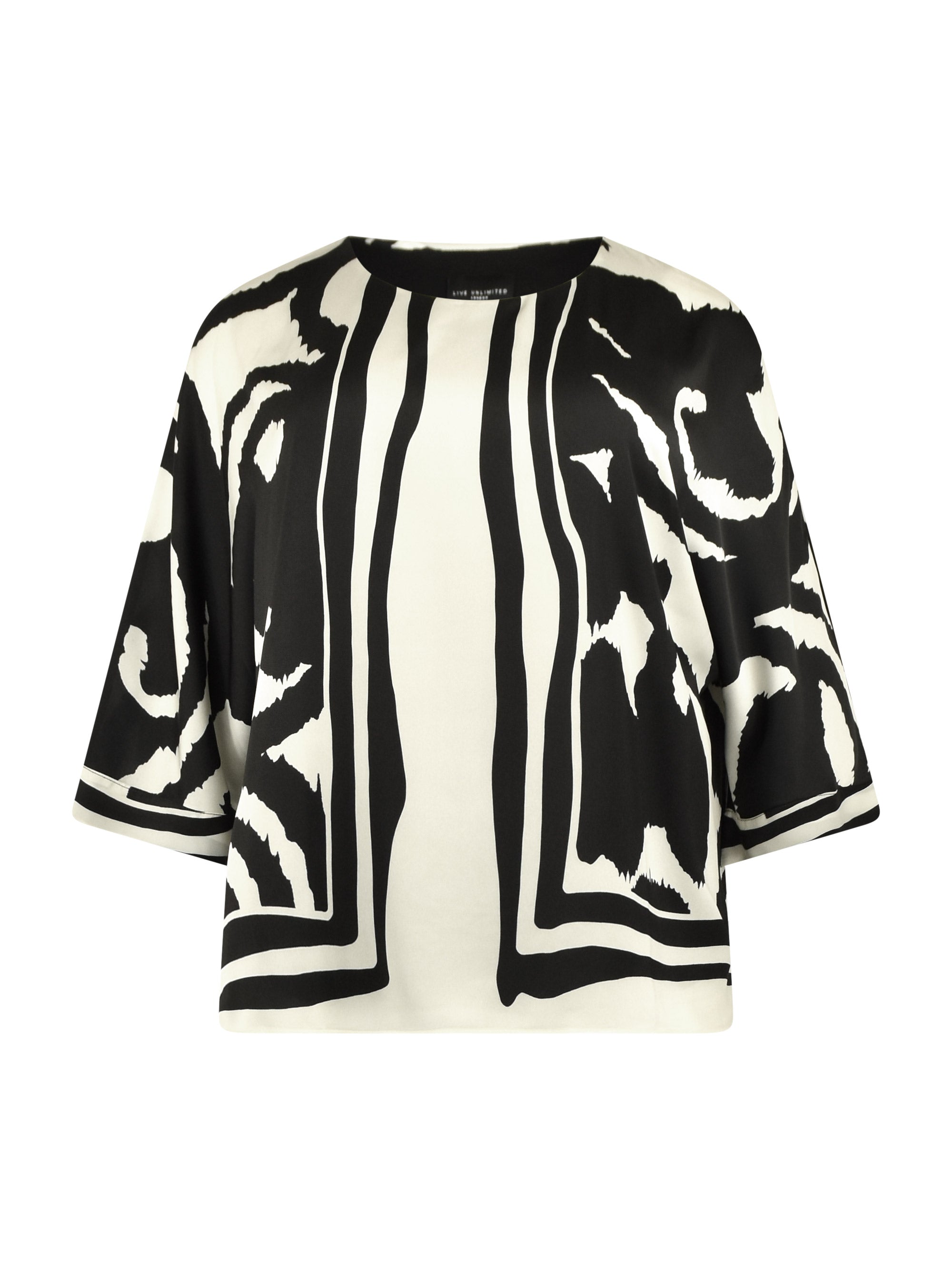 Ivory & Black Placement Print Overlayer Blouse