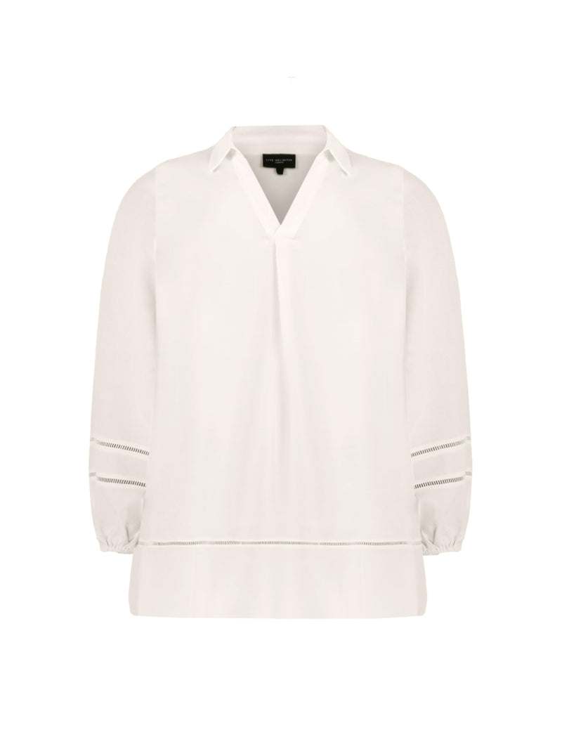 Ivory Ladder Trim V-Neck Blouse