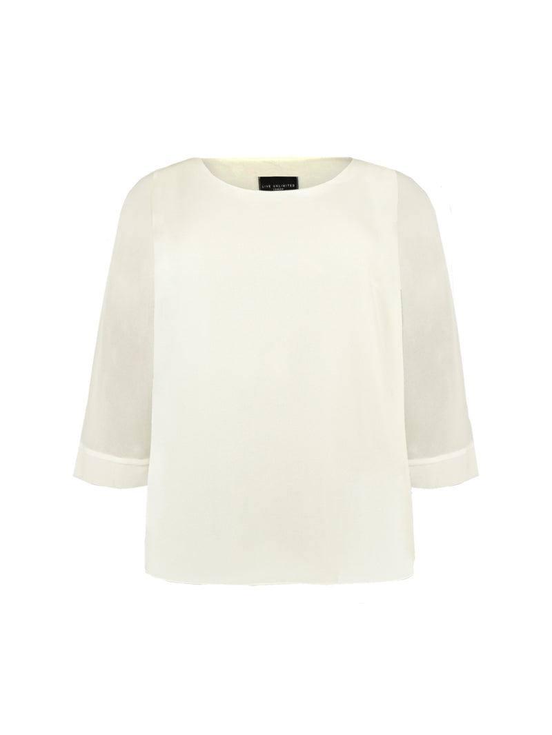 Ivory Chiffon Overlay Top