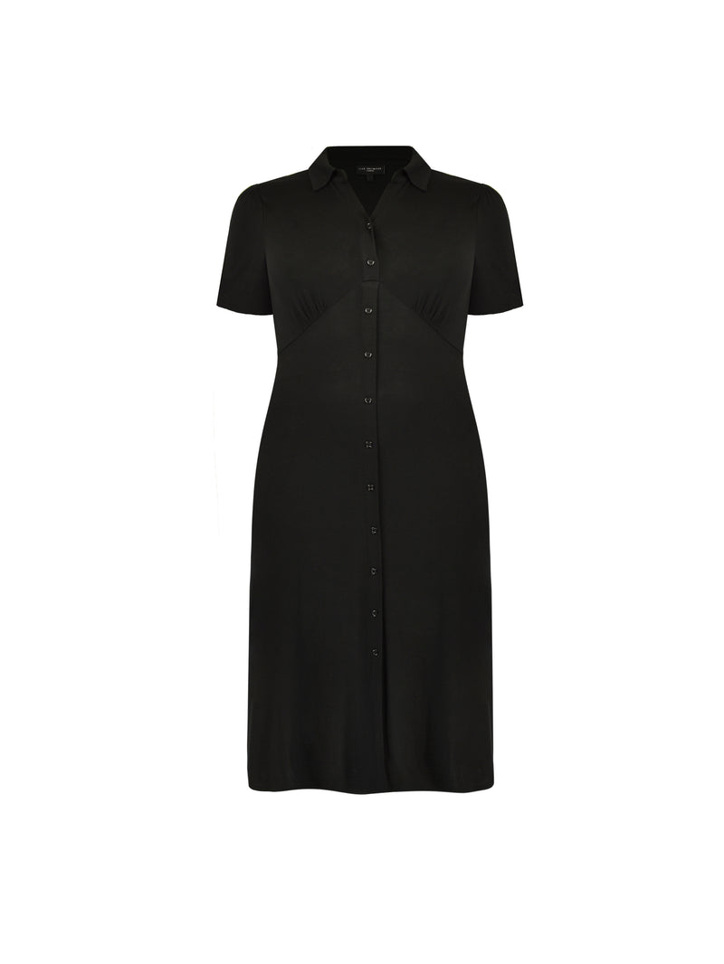 Black Empire Seam Midaxi Jersey Shirt Dress