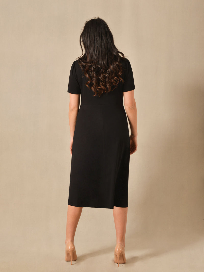 Black Empire Seam Midaxi Jersey Shirt Dress