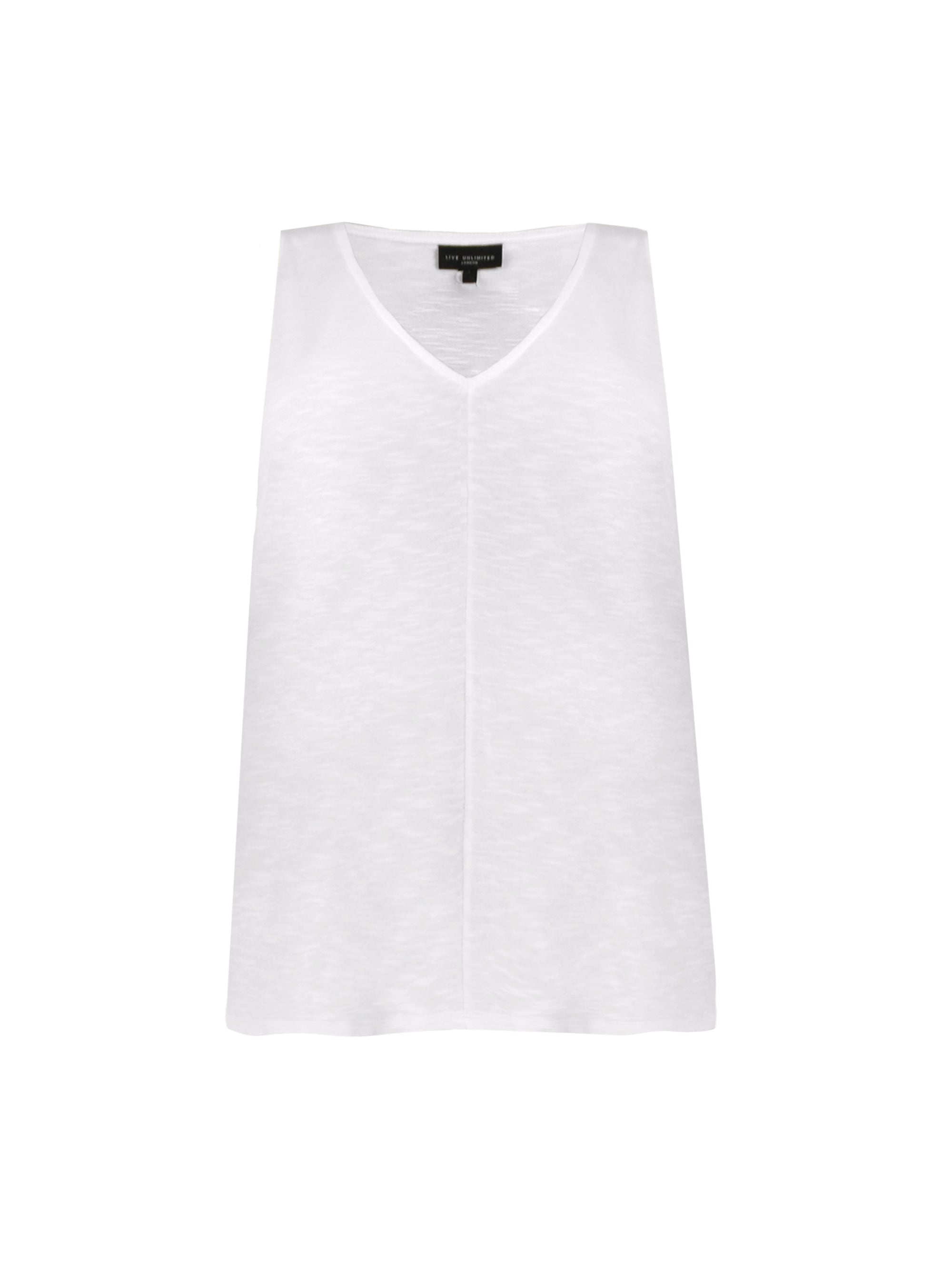 White Cotton Slub V-Neck Vest