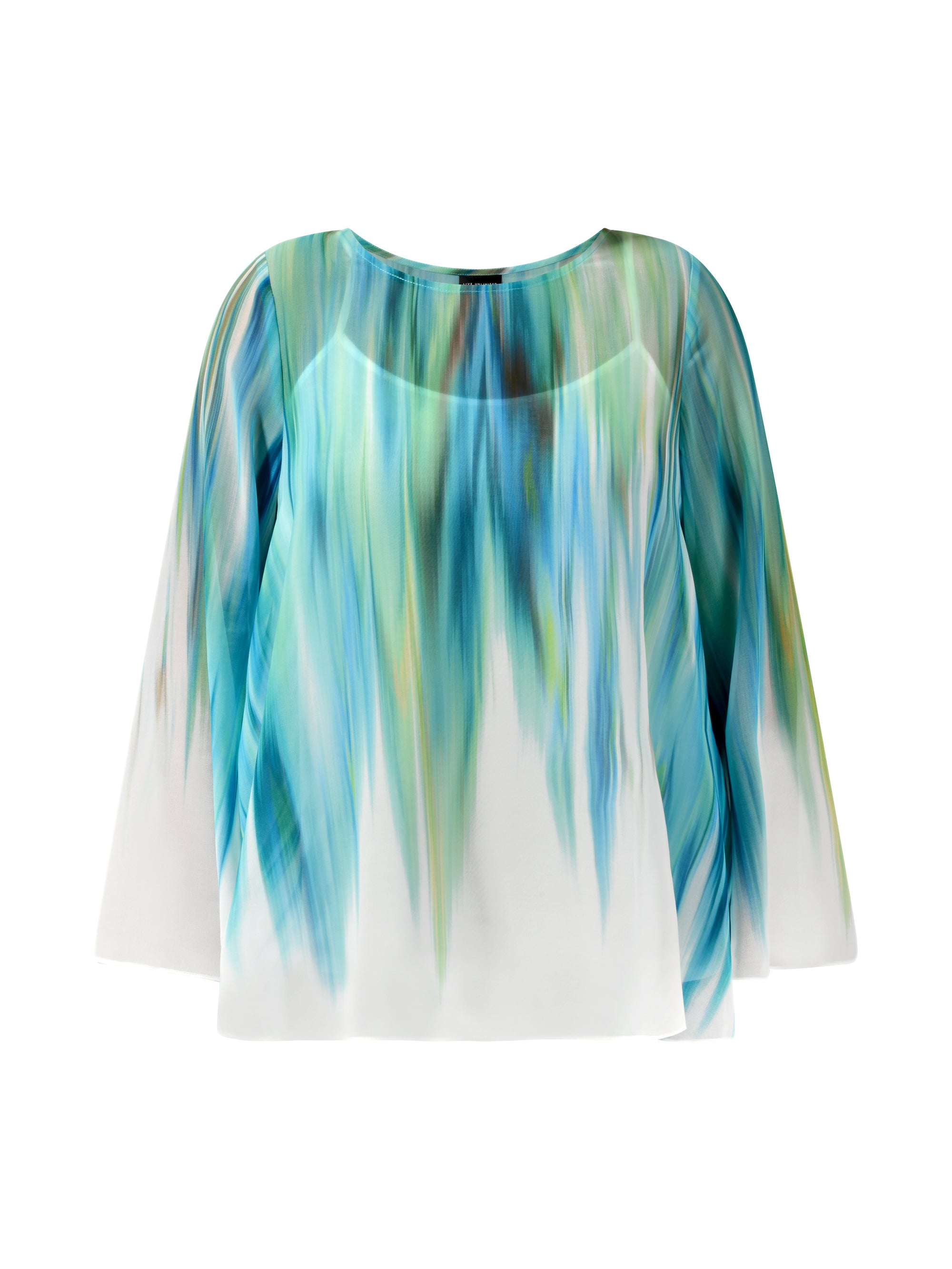 Blue Ombre High Low Chiffon Blouse