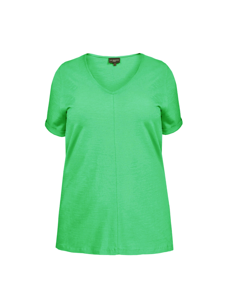 Green Cotton Textured V-Neck T-shirt