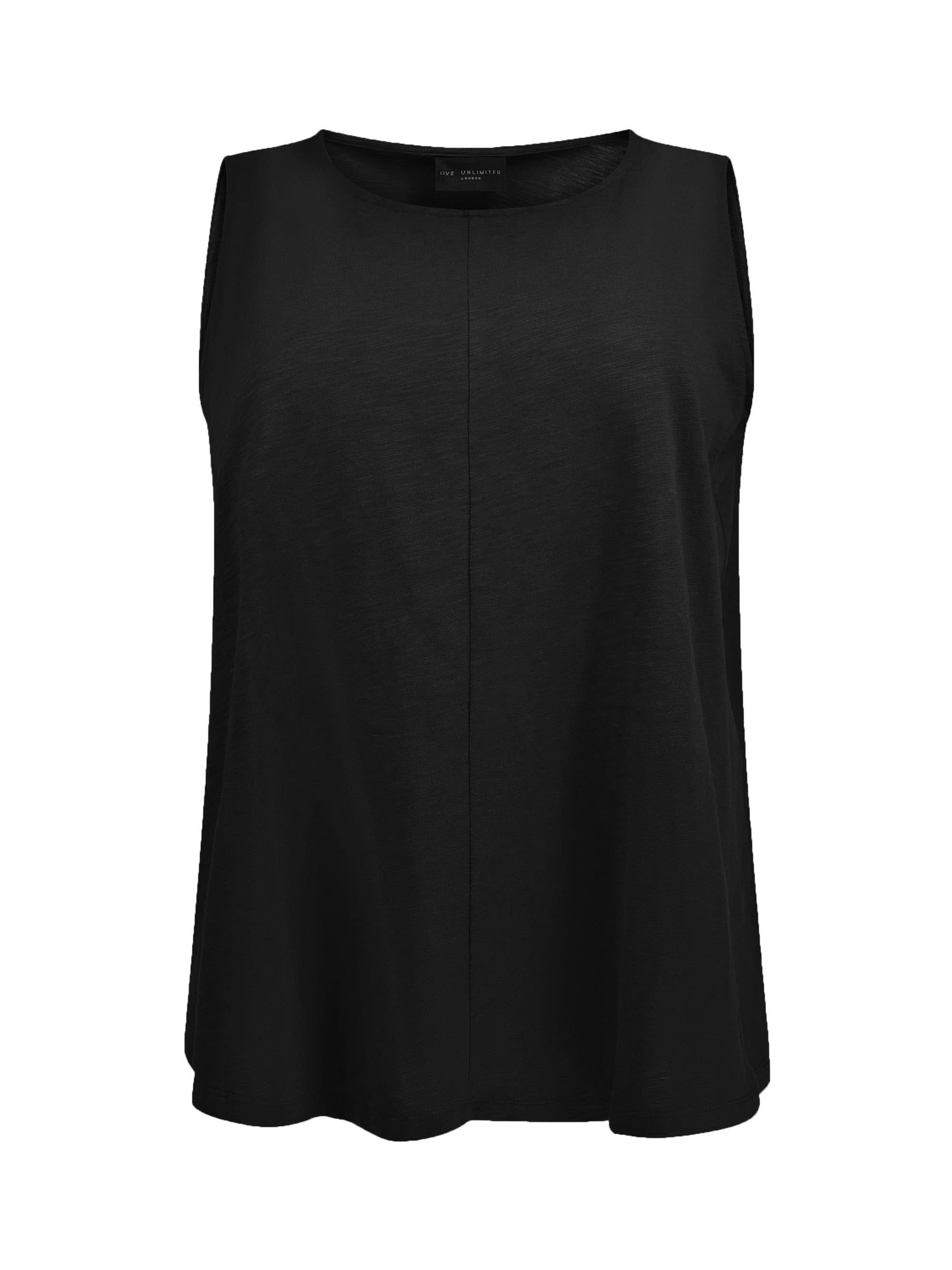 Black Cotton Slub Round Neck Vest