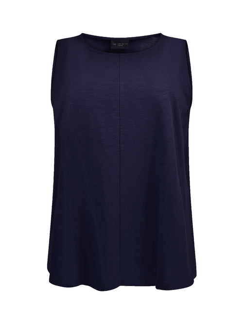 Navy Cotton Slub Round Neck Vest