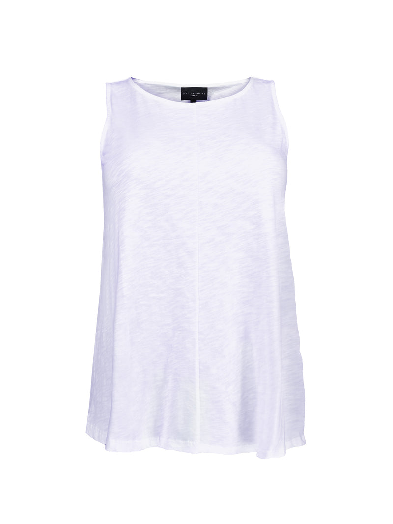 White Cotton Slub Round Neck Vest