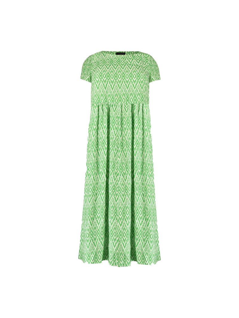 Green Aztec Print Short Sleeved Midi Dress