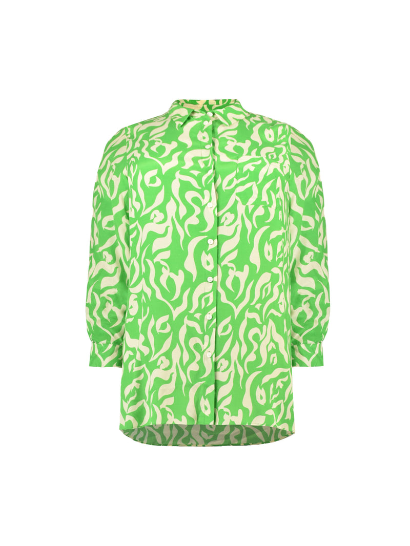 Green Swirl Print Button Through Resort Shirt