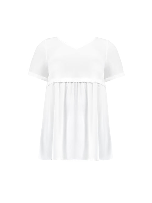 White Peplum Smock Blouse