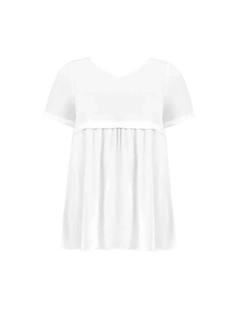 White Peplum Smock Blouse