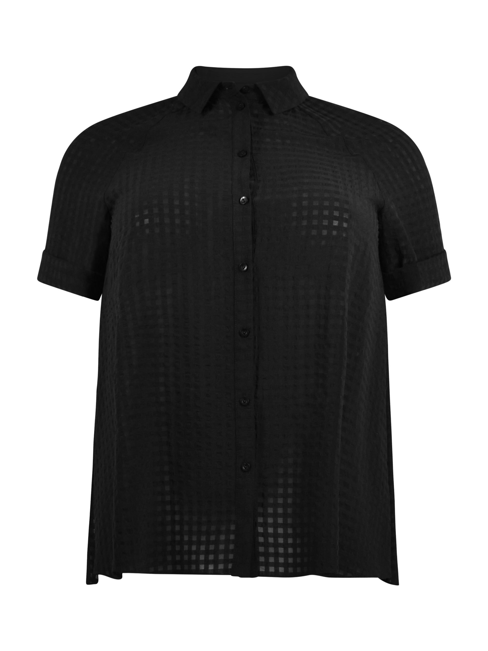Black Gingham Short Sleeve Shirt