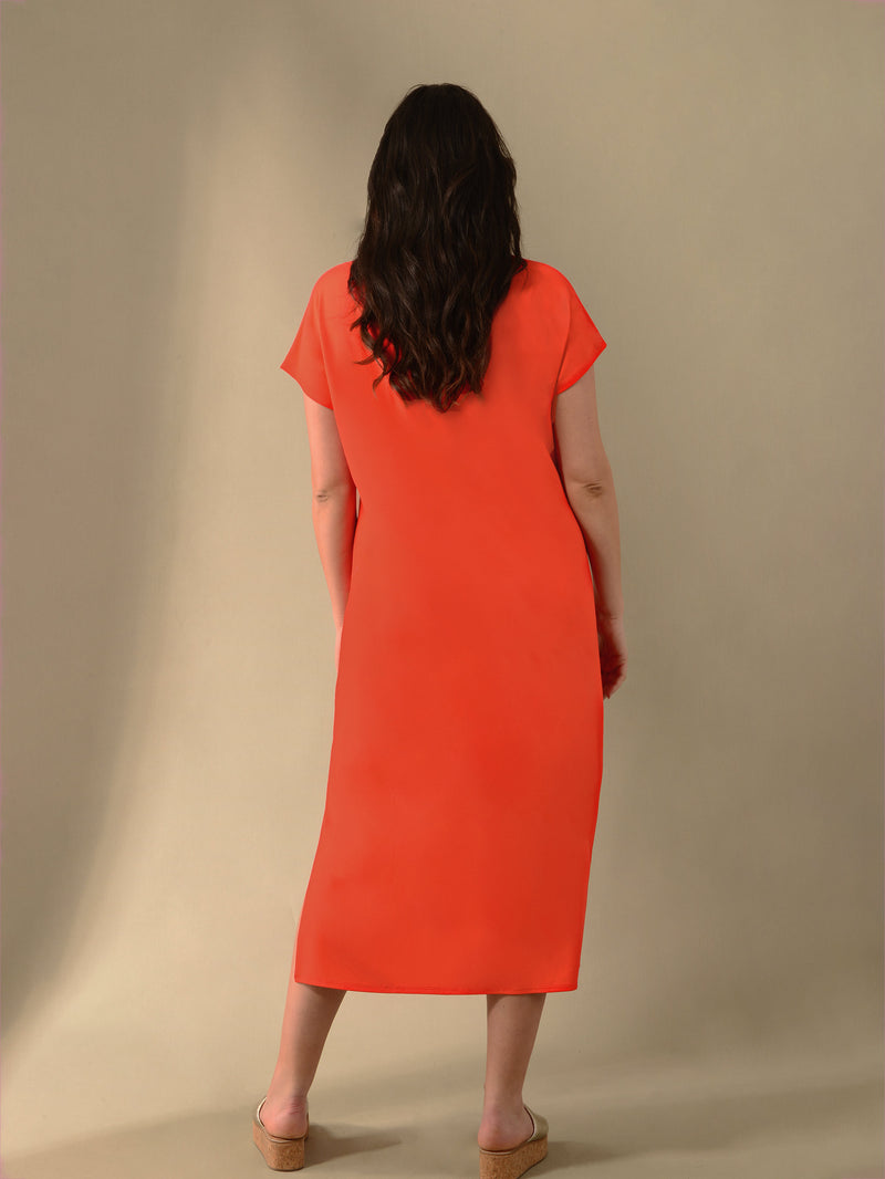 Orange Maxi Jersey T-Shirt Dress