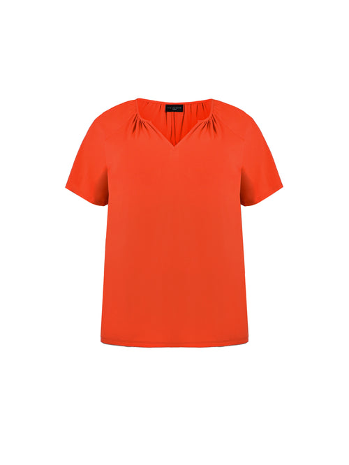 Orange Short Sleeve Jersey Blouse