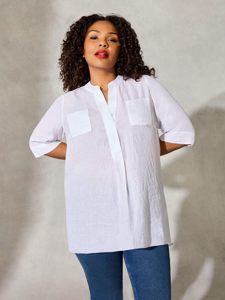 Ivory Lightweight High Low Blouse