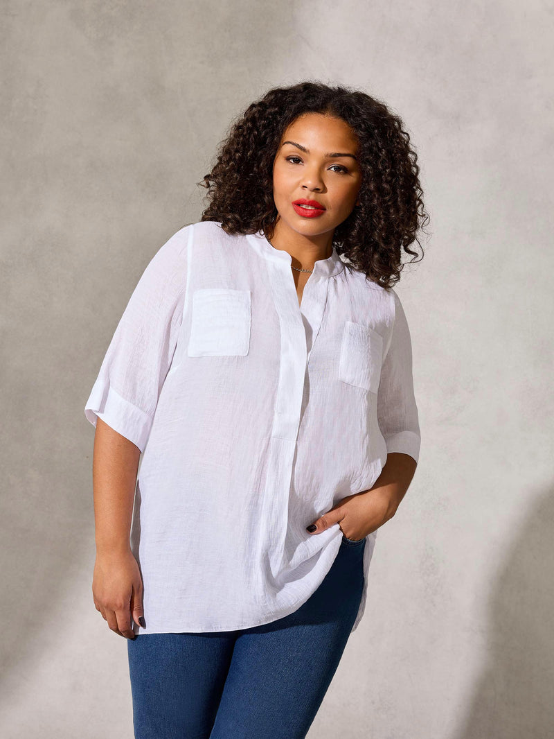 Ivory Lightweight High Low Blouse