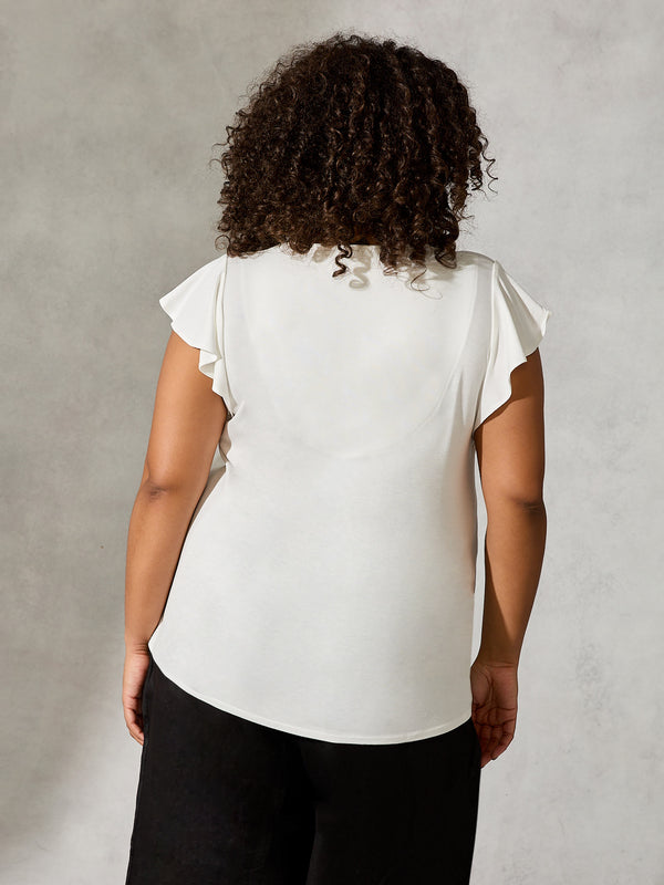 Ivory Frill Sleeve Jersey Top