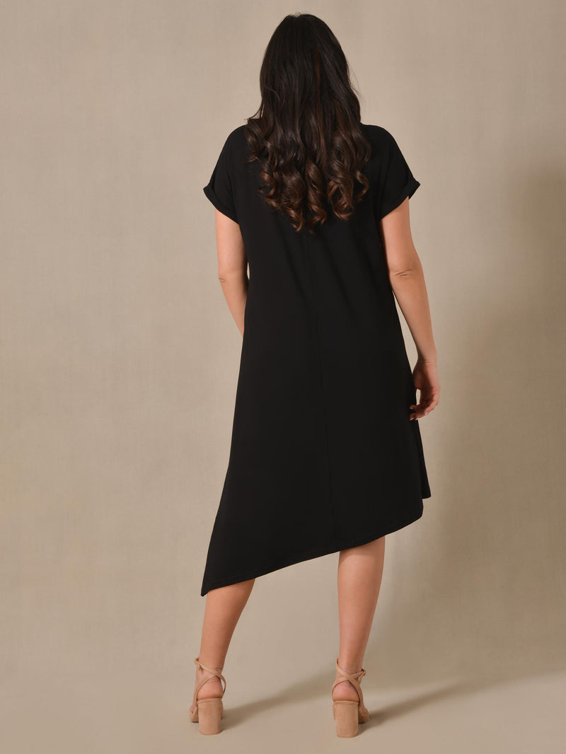 Black Asymmetric Jersey Dress